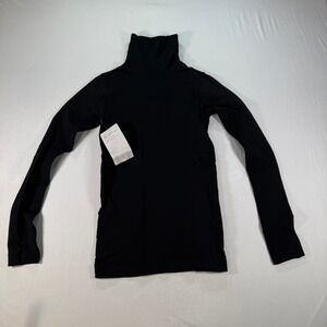 Athleta Momentum Turtleneck Top Women's XXS Black Seamless Ribbed Thumbholes